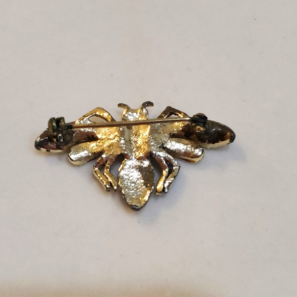 Vintage Enamel and Rhinestone Bee Brooch Unsigned Coro? - Picture 4 of 6
